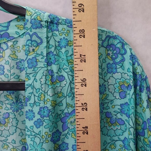 Cupcakes & Cashmere Kimono Women XS Oversized Green Blue Floral Light Open Top - Picture 8 of 10